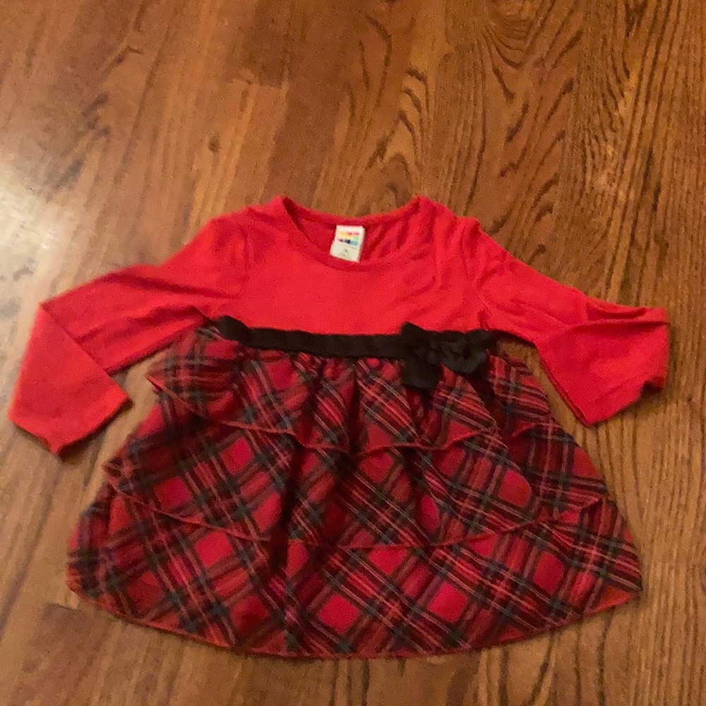 Girls red plaid Christmas dress 3T